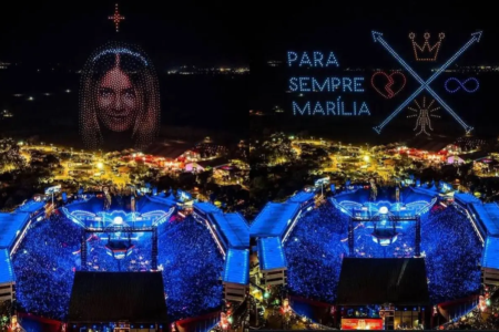 Alok homenageia Marília Mendonça com show de drones em Barretos; vídeo DJ goiano encerrou apresentação com imagem da cantora no céu