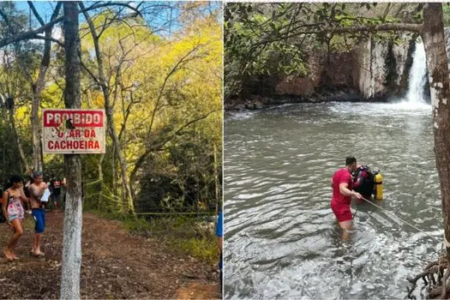 Área da cachoeira onde duas pessoas morreram afogadas em pouco mais de um mês