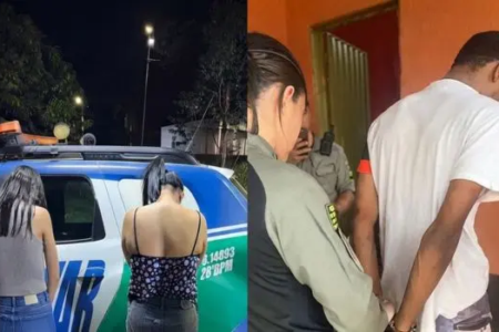 Suspeitos presos pela Polícia Militar durante investigação de golpes com comprovantes falsos de Pix em Anápolis e Goiânia