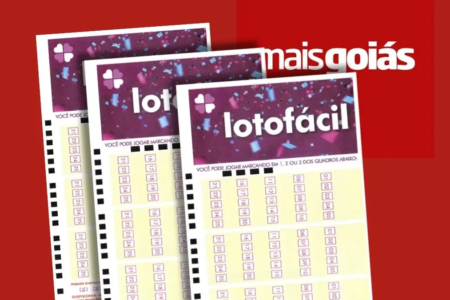 Cartela da Lotófácil com fundo do Mais Goiás
