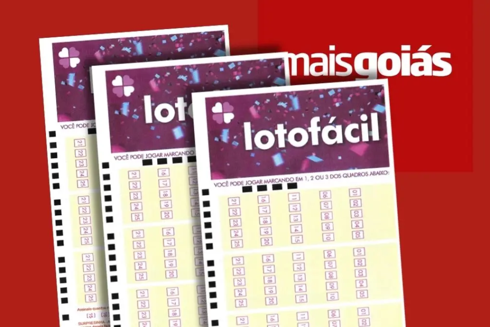 Cartela da Lotófácil com fundo do Mais Goiás