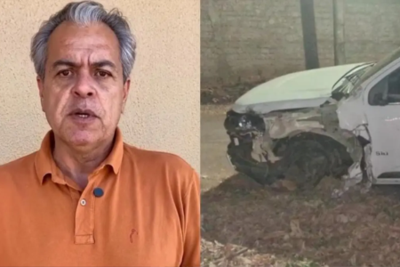 Ernesto Roller ao lado da caminhonete responsável por provocar o acidente - (Foto: reprodução)