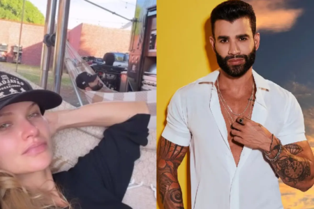Andressa Suita exibe motorhome de luxo de Gusttavo Lima em Barretos Modelo gravou vídeos apresentando quartos e área externa do veículo