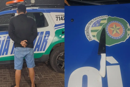 Homem acabou preso após tentativa de assaltar motorista que conheceu por aplicativo de relacionamentos em Goiânia (Foto: PM)