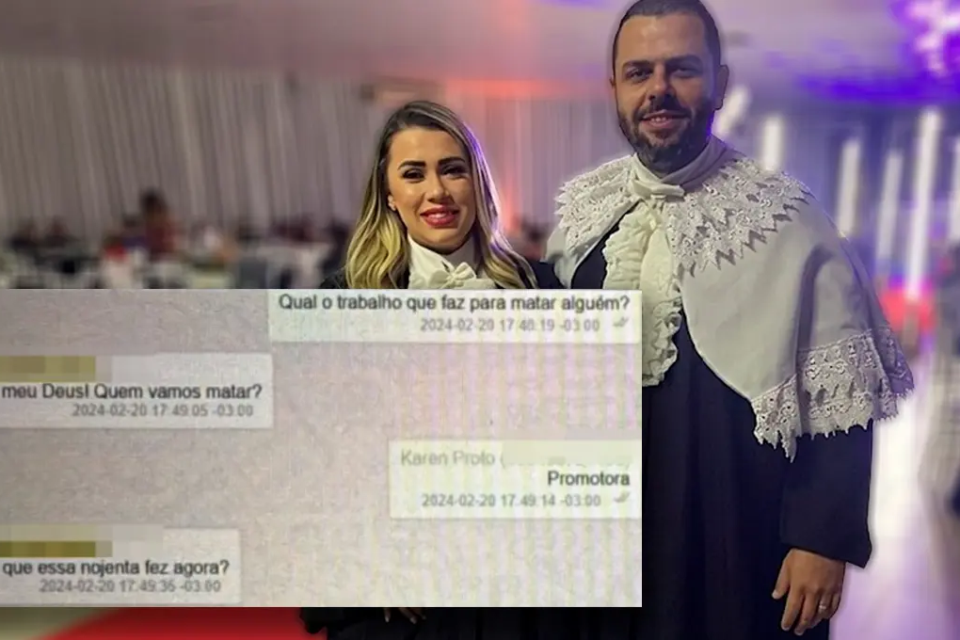 Karen Proto ao lado do marido, delegado Dannilo Proto, responsáveis pelo Instituto Delta Proto, investigado por fraude em licitações