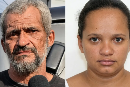 Montagem mostra rostos do suspeito, que é alvo de medida protetiva, e da vítima (Fotos: reprodução)