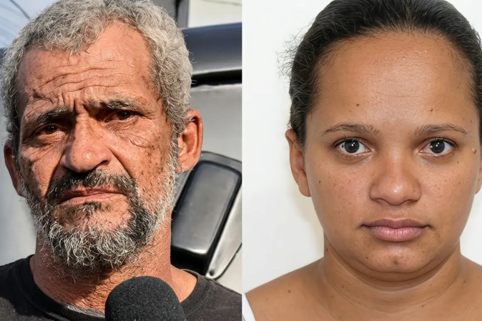 Montagem mostra rostos do suspeito, que é alvo de medida protetiva, e da vítima (Fotos: reprodução)