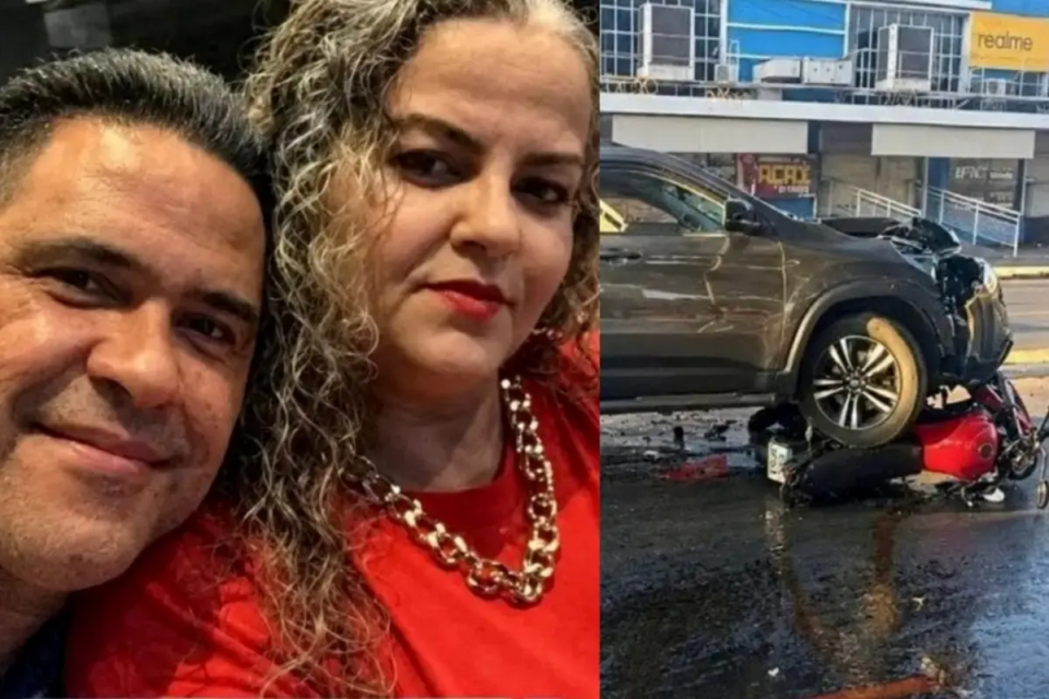 Imagem do casal e dos veículos