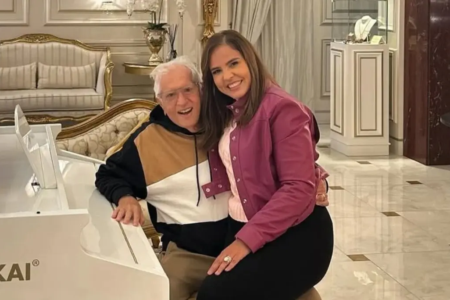 "Ele me conquistou", diz a médica Renata Domingues Carlos Alberto de Nóbrega fala da esposa 43 anos mais nova: "o amor que sempre sonhei"