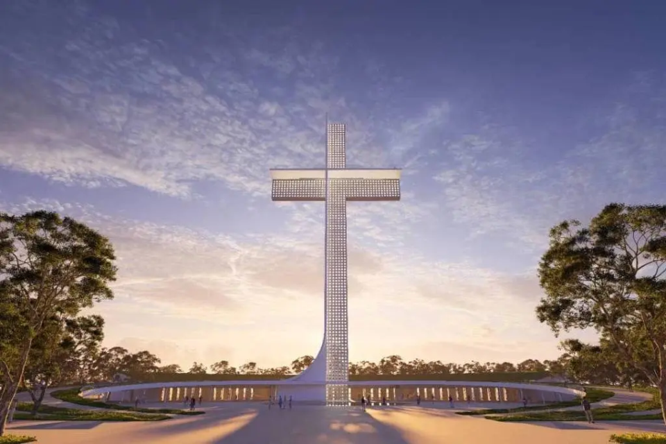 Maior cruz do mundo será construída no Brasil com R$ 30 milhões em dinheiro público Monumento de 102 metros terá parque teleférico e pomar