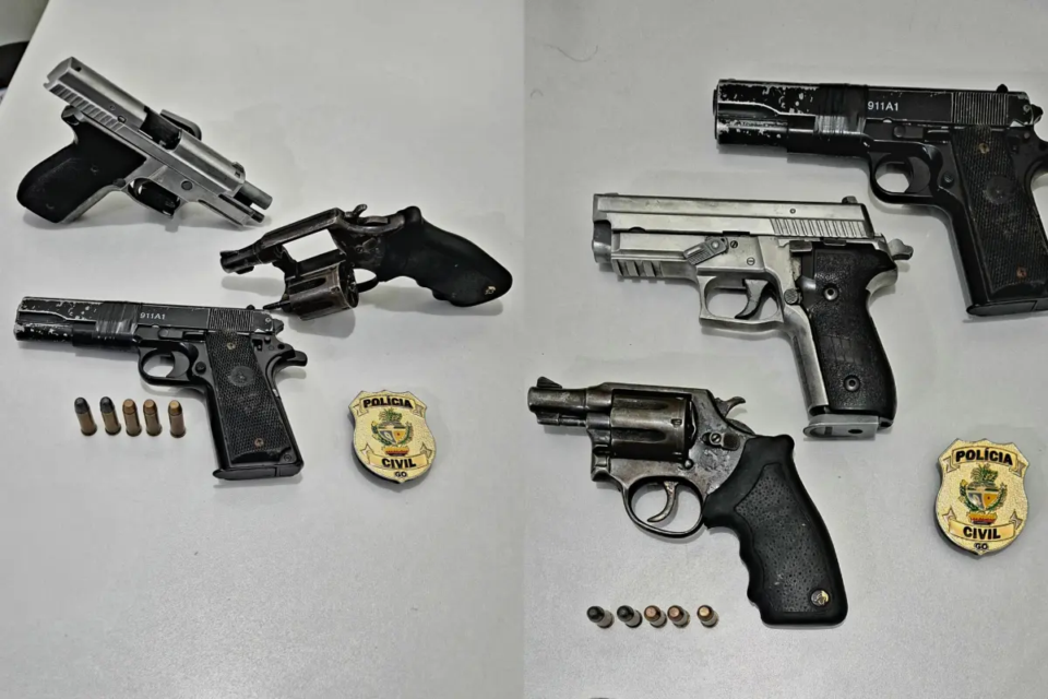 Imagem das armas apreendidas