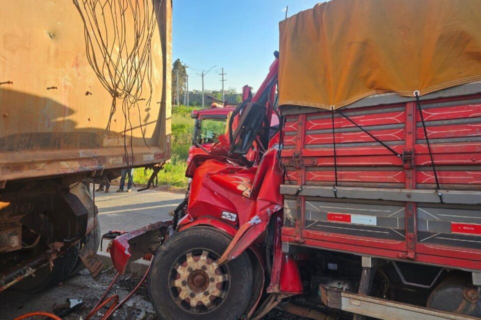 Caminhão fica destruído após acidente na BR-153, em Aparecida de Goiânia (Foto: PRF)
