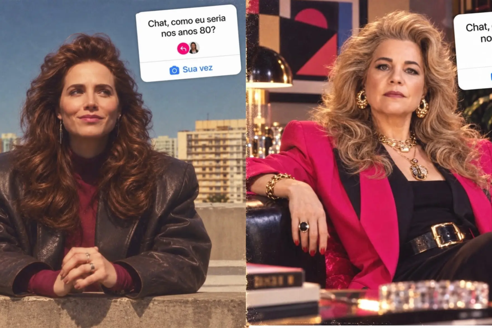 Trend dos anos 80 no Instagram como seriam os personagens da novela Quem Ama Cuida Brigitte, Pillar, Adriana