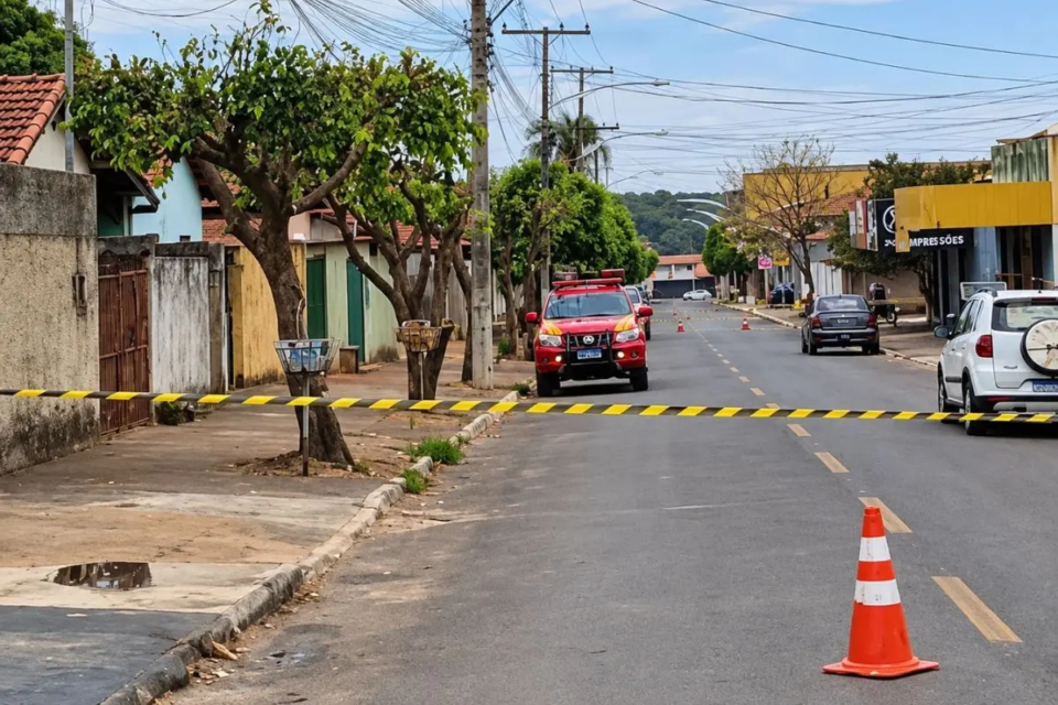 Bombeiros isolaram área em Caldas Novas por causa de ataque de abelhas (Foto: Corpo de Bombeiros)