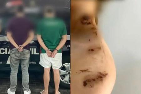 Jovens são presos após lançarem bomba caseira em bar e deixar clientes feridos com explosão (Foto: Polícia Civil)