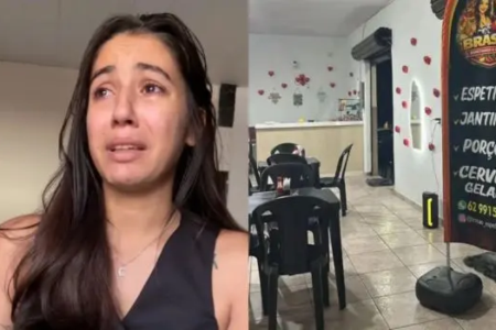 Empresária Janaine Almeida posa no restaurante Brasaô Espetinhos & Jantinhas, em Anápolis