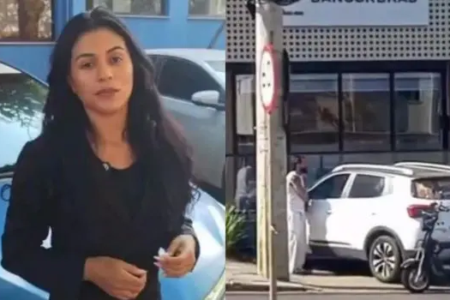 Influenciadora Ana Paula durante relato sobre colisão e furto de retrovisor em Goiânia
