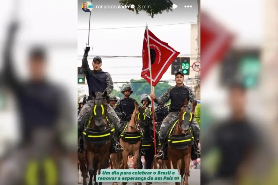 Caiado participa do desfile de 7 de setembro em Goiânia (Foto: redes sociais)