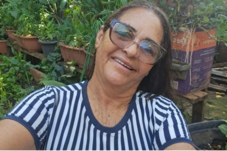 Maria Jaidete, de 63 anos, aparece em foto durante internação após ser atropelada em Goiânia