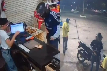 Posto de combustíveis e padaria que foram roubados pelo mesmo homem em menos de 10 minutos em Goiânia