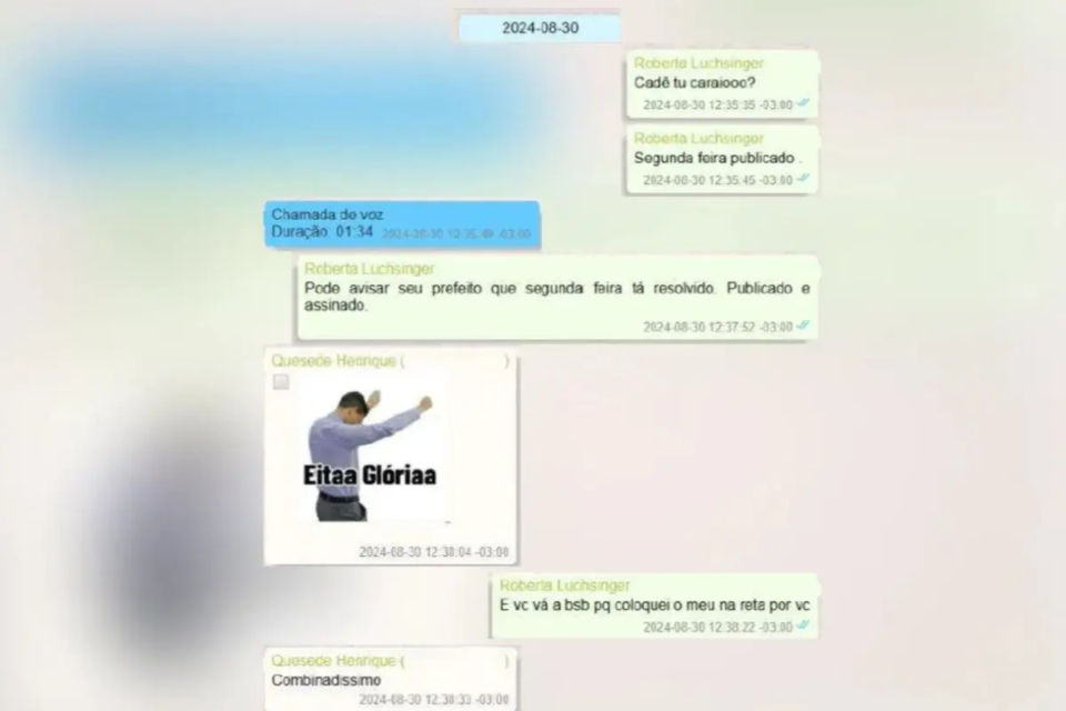 Roberta Luchsinger teria mandado mensagem a Quesede avisando que o contrato seria assinado na segunda-feira (Foto: Metrópoles)