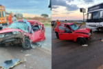 Carro ficou destruído - (Foto: reprodução)