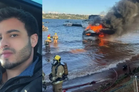 Bombeiros após explosão de lancha no Paranoá