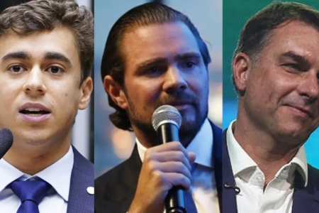 Daniel Vorcaro, Nikolas Ferreira e Flávio Bolsonaro