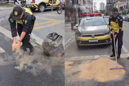 Óleo na pista na rua 4, centro de Goiânia