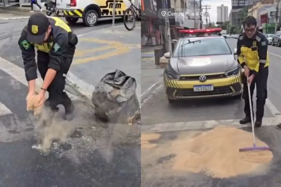 Óleo na pista na rua 4, centro de Goiânia