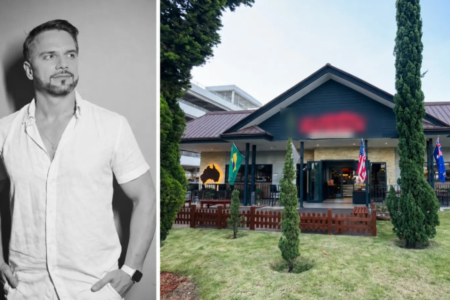 Fotomontagem mostra homem vítima de mal súbito e fachada do restaurante Outback, do Shopping Flamboyant, em Goiânia