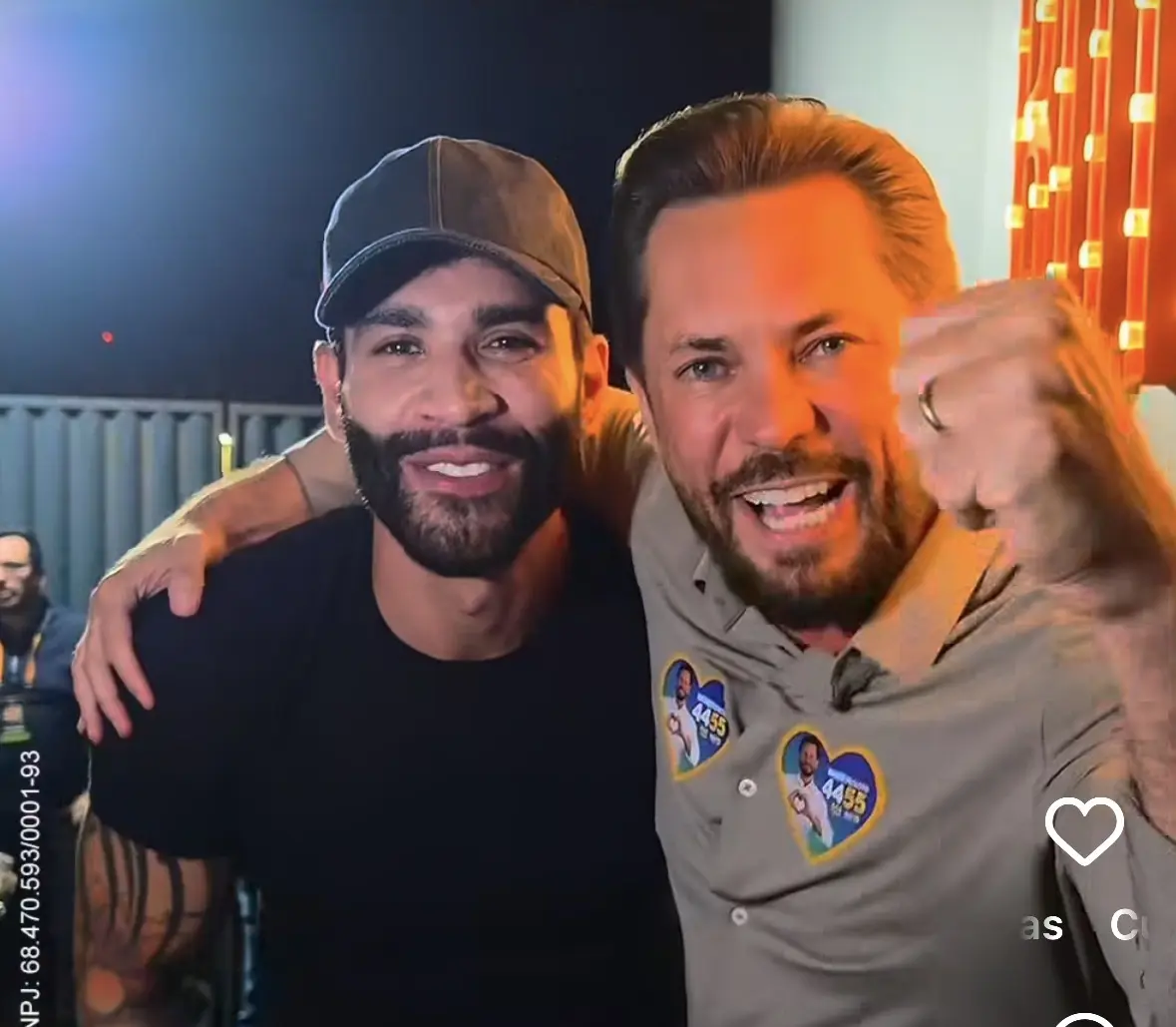 Bruno Peixoto recebe apoio de Gusttavo Lima durante show Buteco