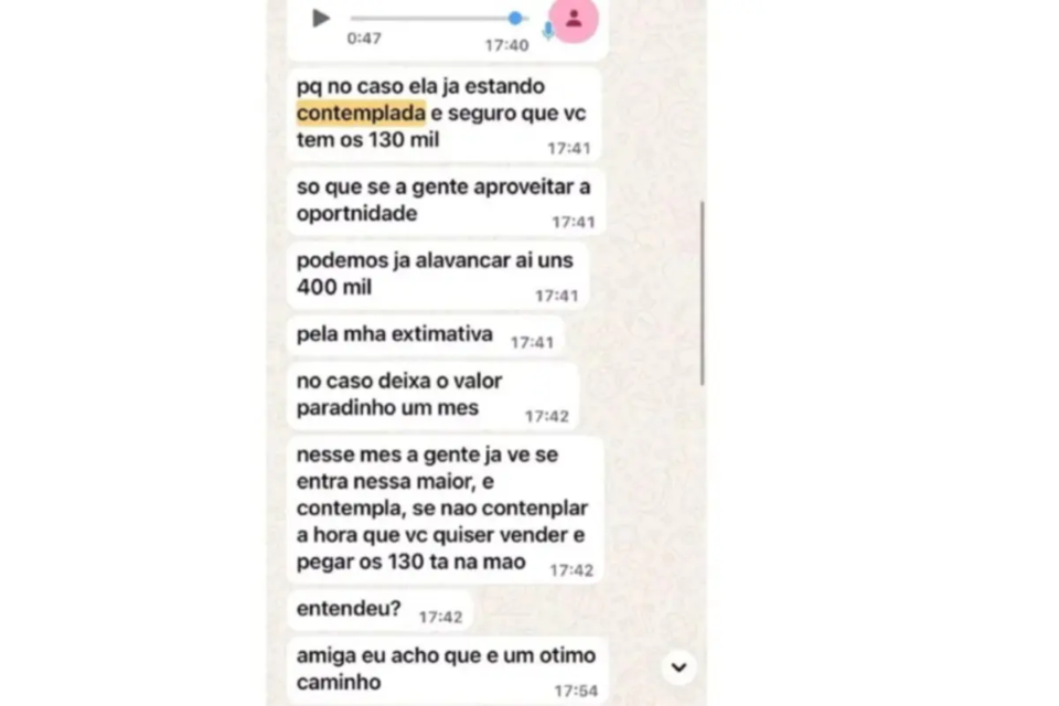 mensagem x corretora