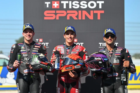 Pilotos no pódio da MotoGP