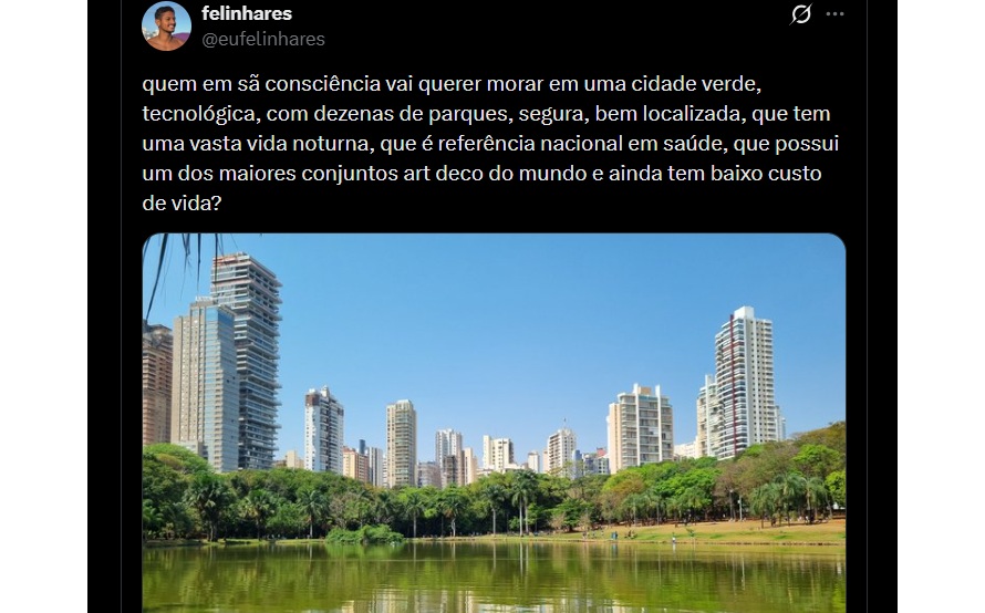 Tudo que conheço de lá é horrível sertanejos e calor Quem em sã consciência cogita morar em Goiânia? pergunta viraliza e goianos respondem