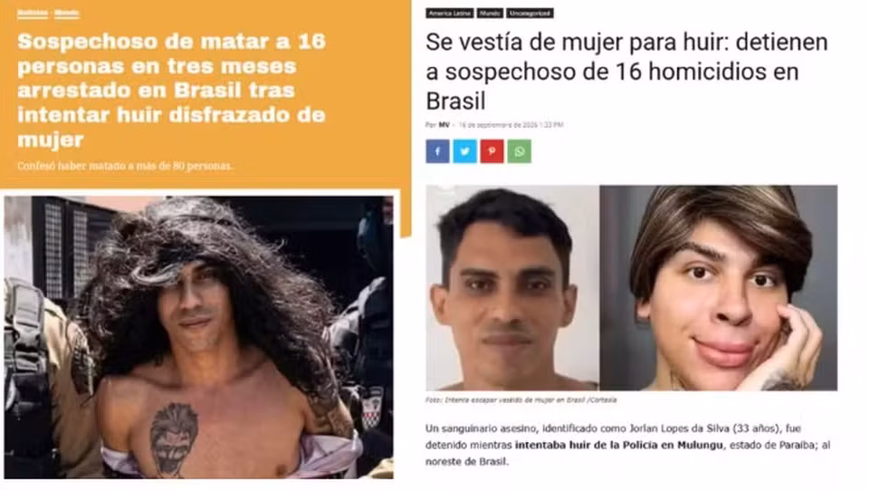 Preso de vestido e peruca, homem afirma ter matado 80 pessoas na Paraíba; vídeo Jorlan Lopes da Silva estava com criança no colo