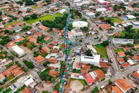 Vista aérea de Senador Canedo, que tem 1,5 mil vagas de emprego abertas em setembro