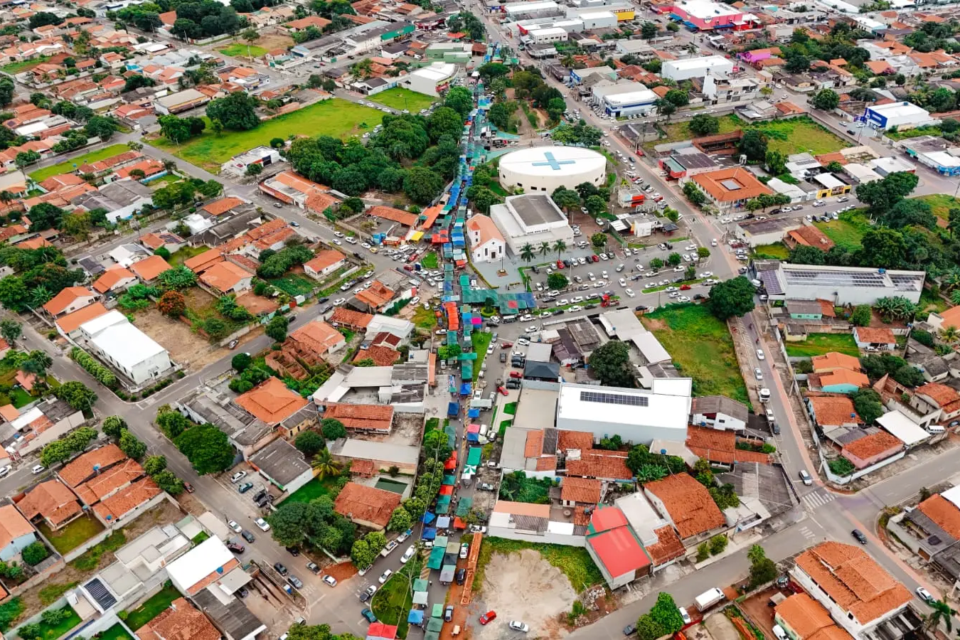 Vista aérea de Senador Canedo, que tem 1,5 mil vagas de emprego abertas em setembro