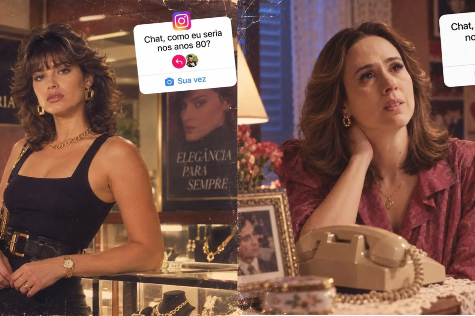 Trend dos anos 80 no Instagram como seriam os personagens da novela Quem Ama Cuida Brigitte, Pillar, Adriana