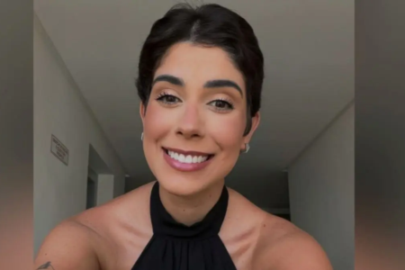 Texto alternativo: Marianna Candido, de 29 anos, aparece em foto após descobrir um glioblastoma aos 28 anos