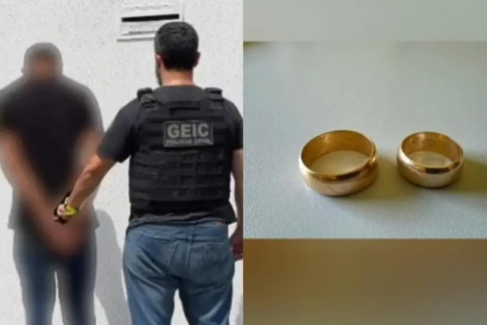 Alianças foram recuperadas na casa do netos das vítimas - (Foto: reprodução/PC)