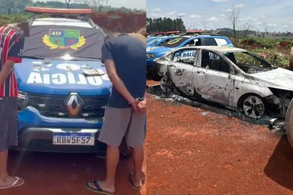 Suspeitos presos pela PM, em Goianira - (Foto: reprodução/PM)