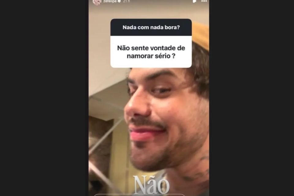 Zé Felipe responde Não à pergunta sobre vontade de namorar sério em story do Instagram